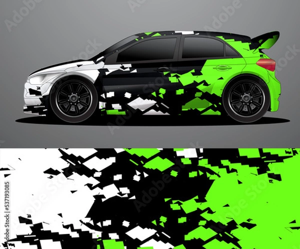 Obraz Rally car decal graphic wrap vector, abstract background
