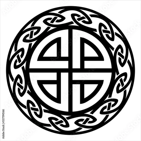 Fototapeta Celtic shield knot, Bowen knot, Norse mythology, protection symbol, vector, isolated