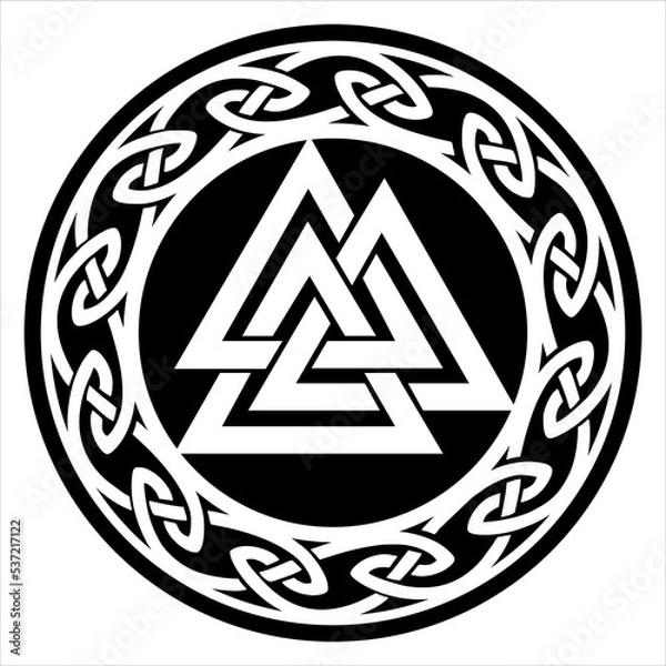Fototapeta Valknut, Celtic knot, Norse mythology, protection symbol, vector, isolated