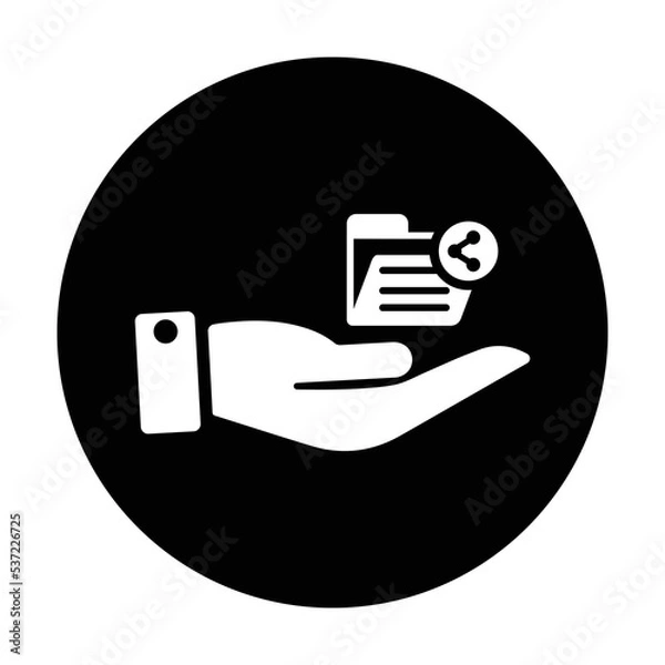 Obraz Share, document, file icon. Black vector graphics.