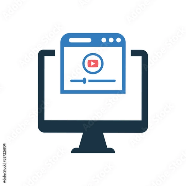 Fototapeta Video, web content icon. Editable vector graphics.