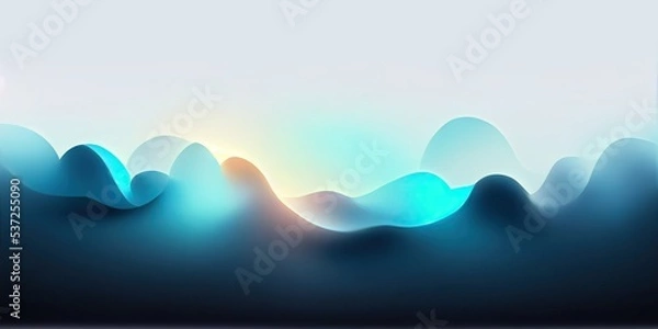 Fototapeta blue gentle wavy gradient flow in the backdrop, with colorful illumination within. seamless