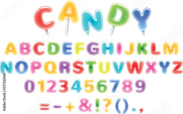 Obraz Colorful hard candy abc vector illustration. Sweets letters design.