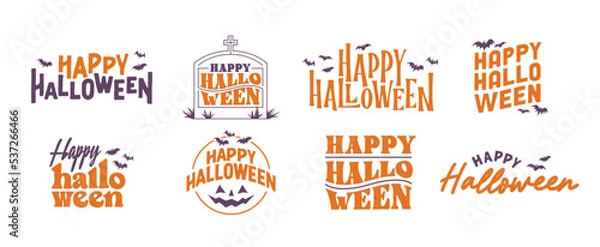 Obraz Happy Halloween lettering. Holiday lettering for banner, poster, greeting card or party invitation. Vector illustration.