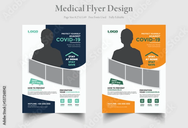 Fototapeta Medical healthcare a4 flyer design template for print, Vector template in A4 size - Vector