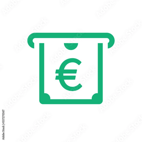 Fototapeta Payment Slot icon. Glyph style is flat iconic symbol with rounded angles, eco green color, white background. Vector illustration