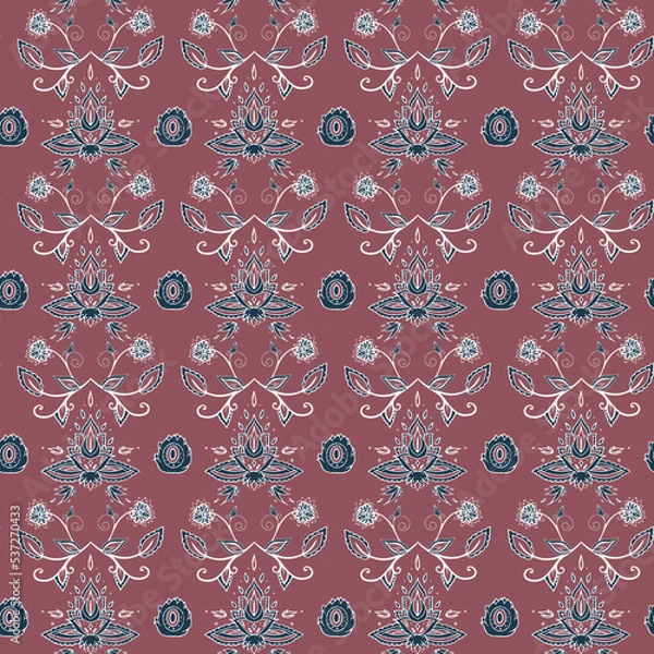 Obraz seamless pattern indian patterns burgundy background