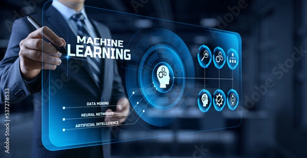 Fototapeta Machine learning Artificial intelligence neural network innovation technology concept.