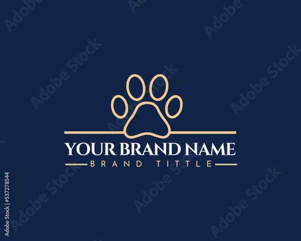 Obraz Dog paw line vector logo design