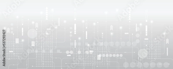 Obraz Grey white Abstract technology background, Hi tech digital connect, communication, high technology concept, science background