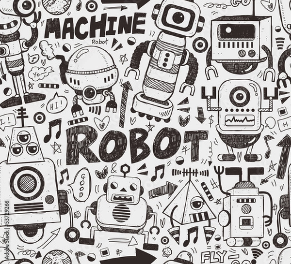 Fototapeta seamless robot pattern