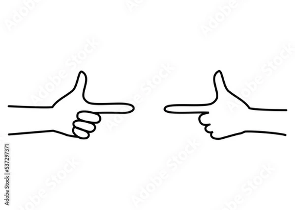 Obraz 指ピストルで撃ち合いをしているイメージイラスト