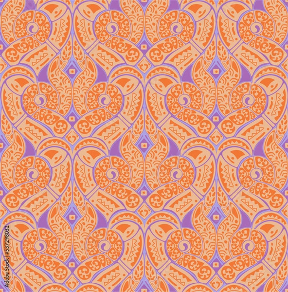 Fototapeta Ethnic asian pattern motif, vector illustration. 