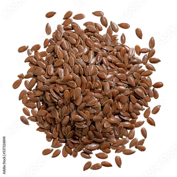 Obraz Pile of flax seeds isolated from above.