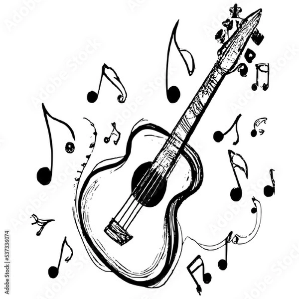 Fototapeta Gitara szkic ręczny