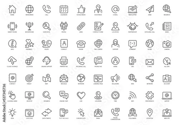 Obraz Contact Us Outline Icons Set