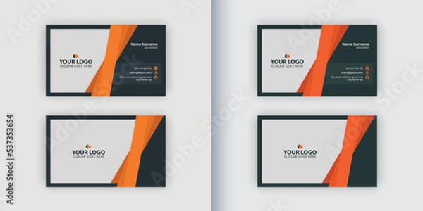 Fototapeta Corporate creative horizontal orange business card design