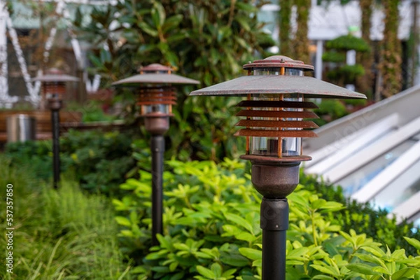 Obraz metal lanterns in the city park