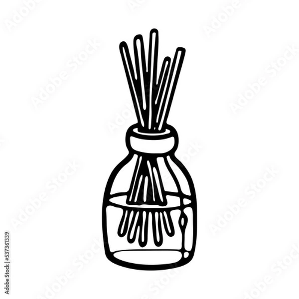 Obraz Aromatherapy diffuser outline doodle Vector Illustration isolated on white background. Aroma Spa