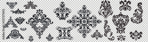Obraz Vintage baroque frame scroll ornament engraving border floral retro pattern antique style acanthus foliage swirl decorative design element filigree calligraphy.