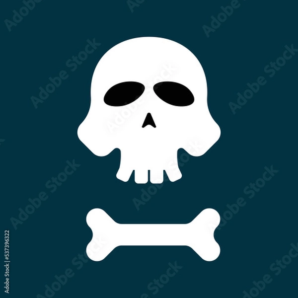 Obraz Skull and bone icon flat design - vector illustration