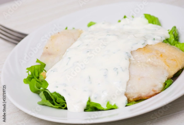 Obraz Fish fillet with sauce