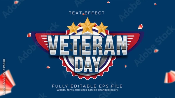Fototapeta Veterans Day Celebration Text Effect Font Type Vector Background