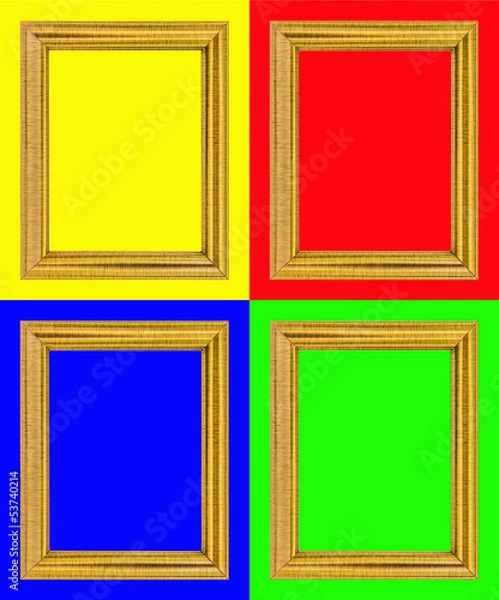 Fototapeta golden  frame isolated on colorful background