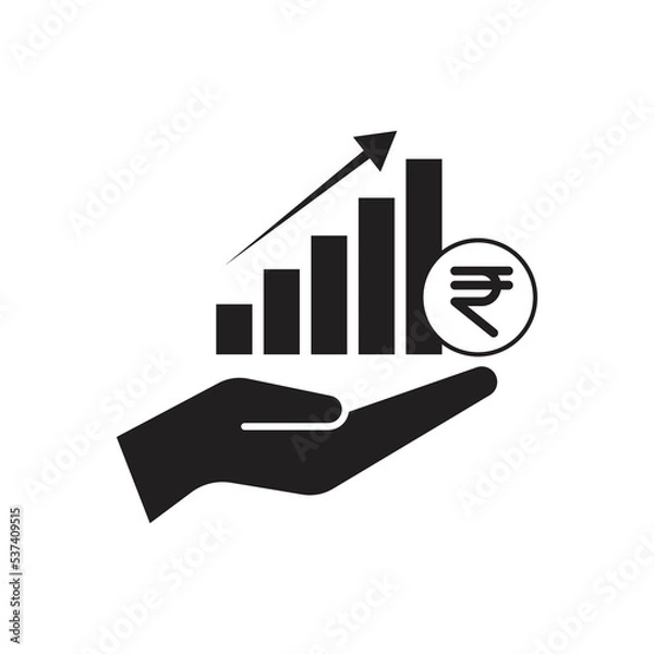Obraz Rupee growth on hand icon design. save money icon, isolated on white background. Vector illustration