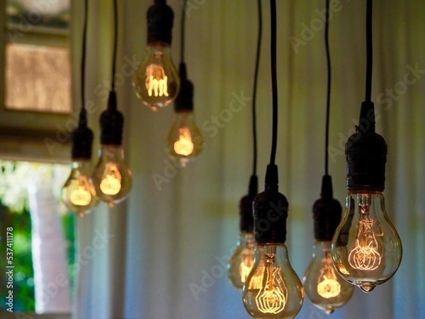 Obraz Round tungsten lamps, Used to decorate different shops