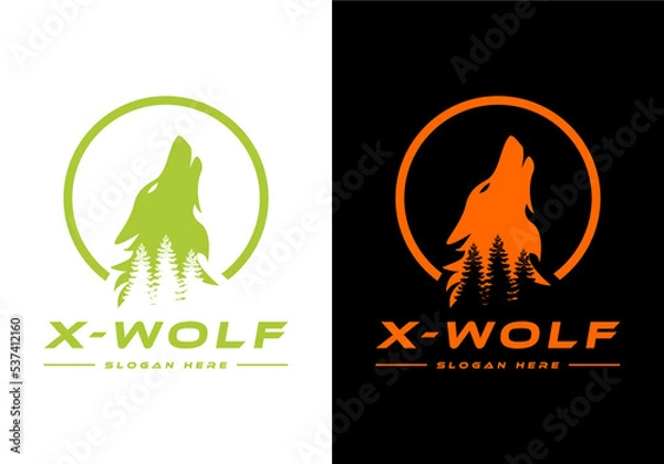 Fototapeta Wolf logo in a circle.