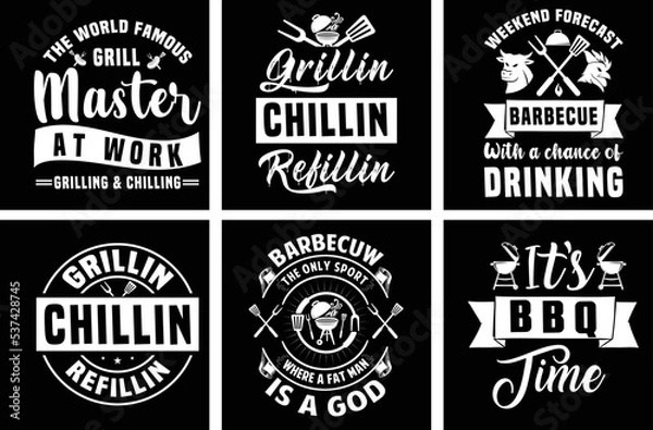 Fototapeta Barbeque T shirt design bundle. Barbeque Vector Graphics. Barbeque Grill Typography. BBQ SVG Bundle