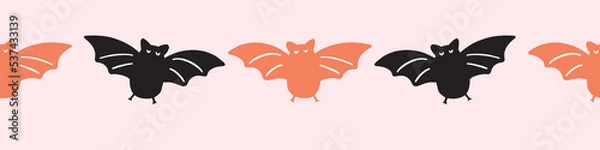 Obraz Halloween bat background pattern border. Vector illustration. 