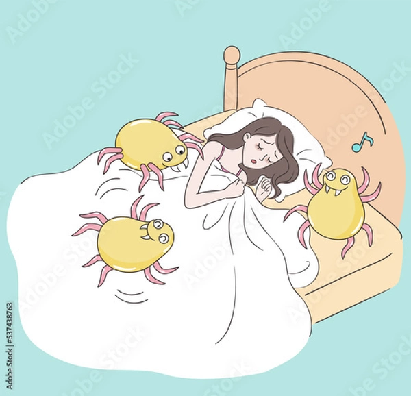 Obraz The girl who sleeps restlessly because of the mites