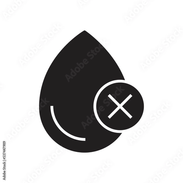 Fototapeta Water with cross mark. Poor water quality. Droplet with cancel, Vector illustration