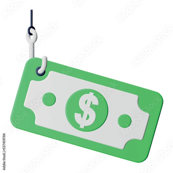 Fototapeta Phishing money 3d rendering isometric icon.