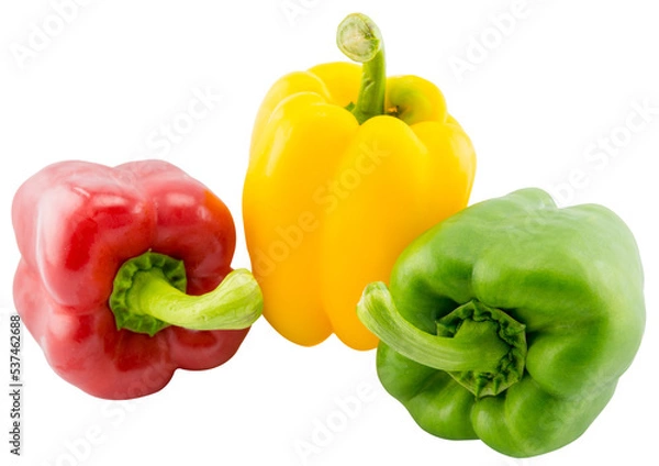 Obraz Fresh vegetables Three sweet Red, Yellow, Green Peppers isolated