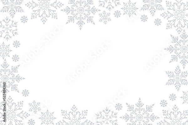 Fototapeta Christmas stylish decor for cards, banners, invitations. Overlay horizontal frame. Vector flat outline illustration. Line art.