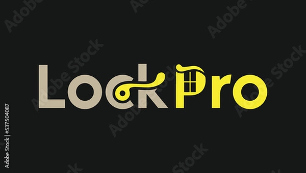 Fototapeta Lock Pro Creative Clever Mind Modern Wordmark Logo Design template