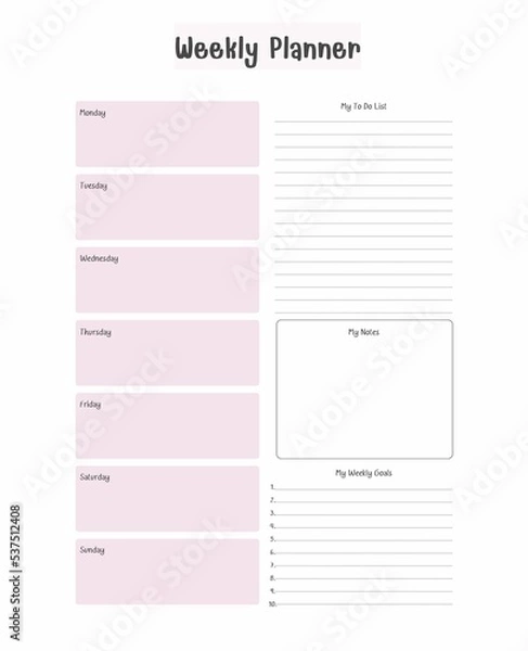 Obraz planner template for one week.
