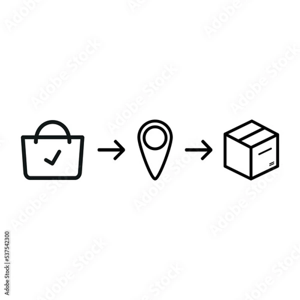 Fototapeta online order fast delivery icon, service shop mobile app, free package express courier, click buy and collect order, - editable stroke line vector illustration . Vector illustration