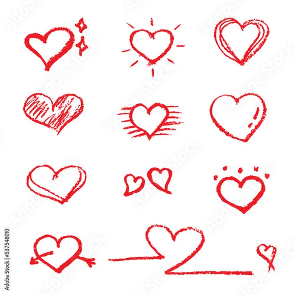 Obraz 빨간 색연필 손그림 꾸밈 하트-4