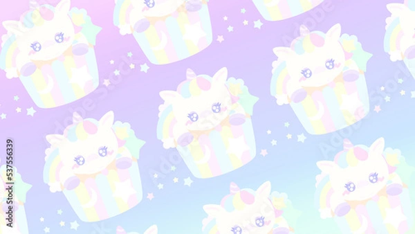 Obraz ♡Fancy unicorn cupcake wallpaper♡