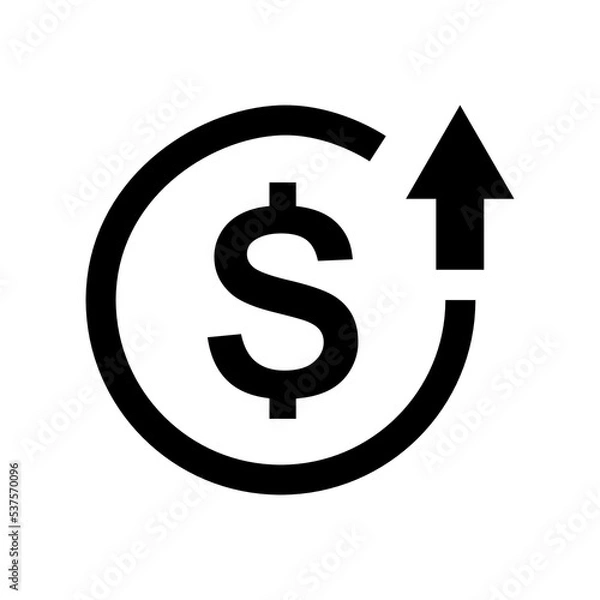Fototapeta Dollar up Icon Flat Style Isolated Vector Illustration. Vector illustration