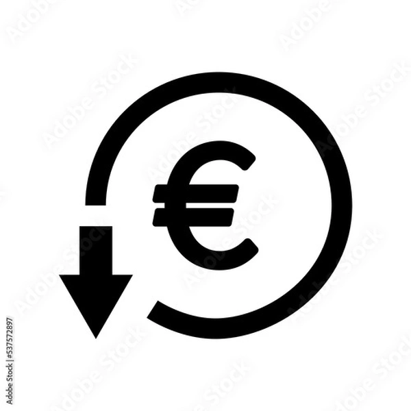 Fototapeta Euro down icon in line style about currency, use for website mobile app presentation. Vector illustration