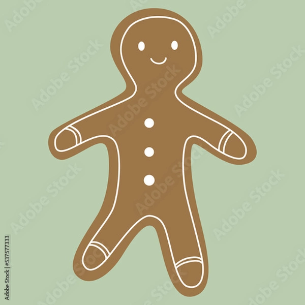 Fototapeta Ginger cookie biscuit man Christmas symbol. 