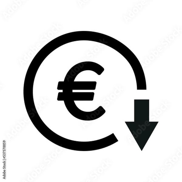Obraz Euro down icon in line style about currency, use for website mobile app presentation. Vector illustration