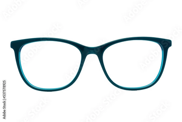 Fototapeta Eyeglass frames and lenses in many colors, both metal and plastic. On a transparent, white background