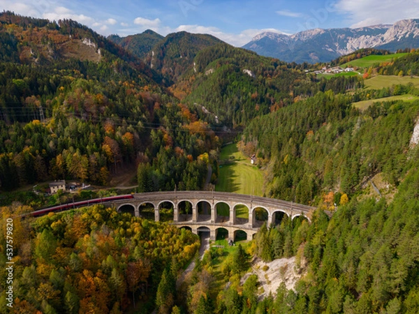 Obraz Die Semmeringbahn und 20-Schilling-Blick von oben