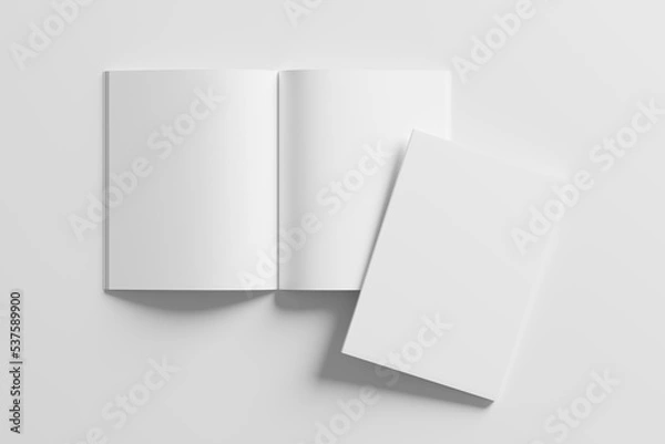 Fototapeta US Letter Size Magazine Brochure 3D Rendering White Blank Mockup